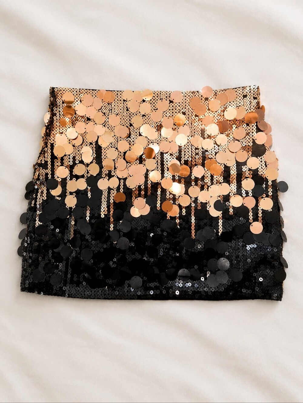 Gorgeous Bronze & Black Sequin Disc Mini Skirt - Women XS